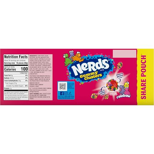 Nerds Gummy Clusters Candy, Share Size, 3 oz., 12 pk.