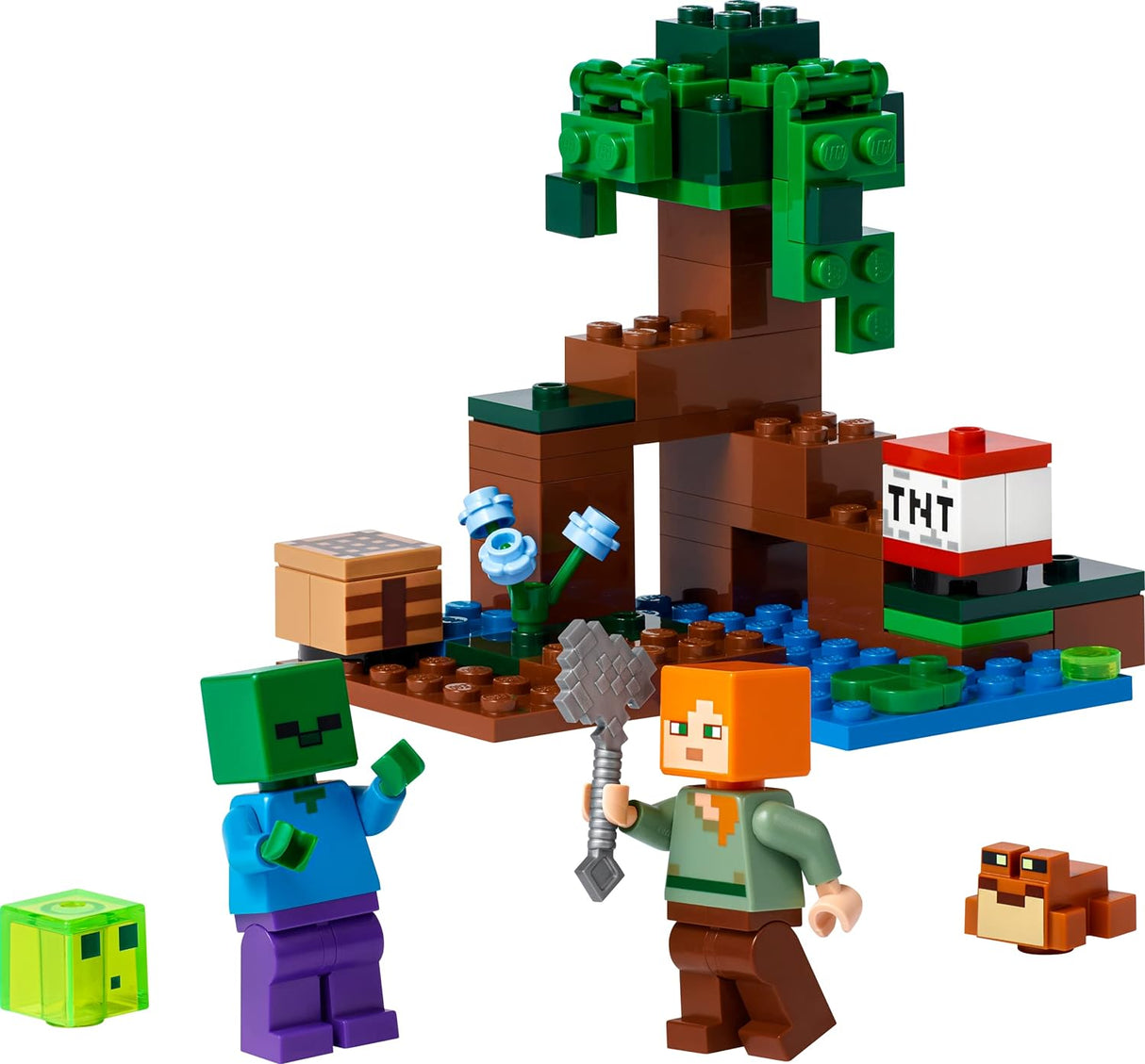 LEGO Minecraft The Swamp Adventure 21240, Building Game Construction Toy with Alex and Zombie Figures in Biome, Birthday Gift Idea for Kids Ages 8+