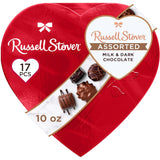 Russell Stover Valentine's Day Foil Heart Assorted Milk and Dark Chocolate Gift Box 10 oz.