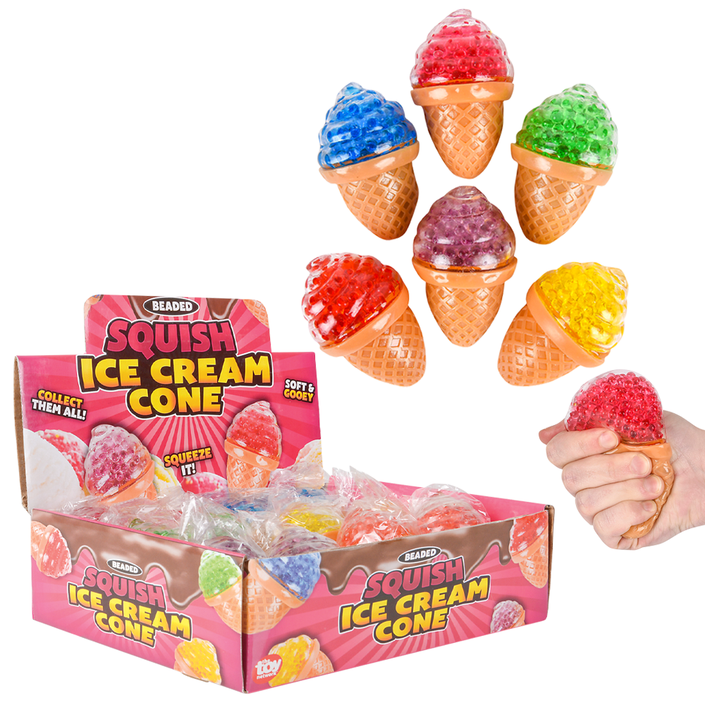 Squeezy Bead Ice Cream Cone 3.5" (12 PC)