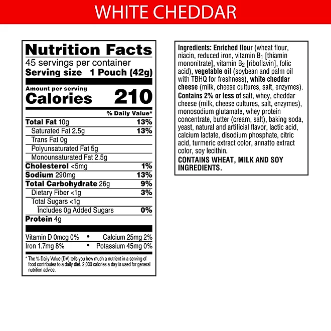 Cheez-It White Cheddar Snack Packs, 1.5 oz., 45 pk.