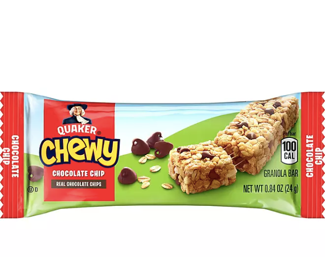 Quaker Chewy Variety Pack, Chocolate Chip and Peanut Butter Chocolate Chip 60 ct.