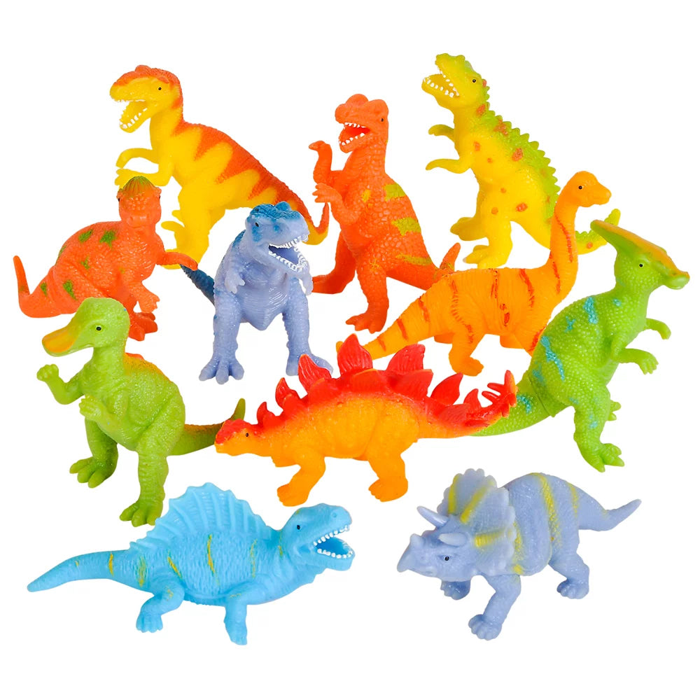 12 pc Squeeze Stretch Dinosaurs 4"